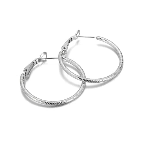 Creolen Ohrringe Silber, Ohrringe Hochzeit Damen Edelstahl 30 mm Kreis Schmuck Jahrestag Geschenk von Dsnyu