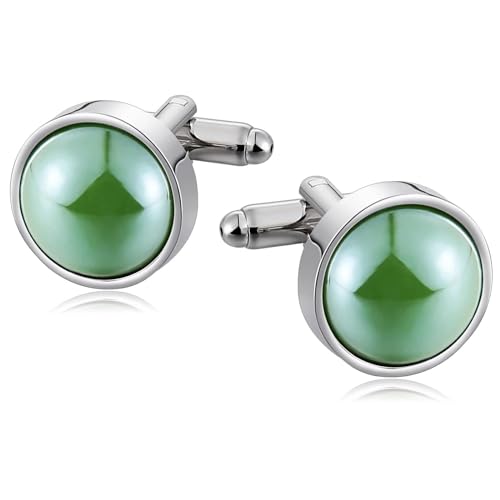 Cufflinks Men, Manschettenknöpfe Grün Runden Edelstahl Hemd Anzug Herren Schmuck für Geburtstag Hochzeit von Dsnyu