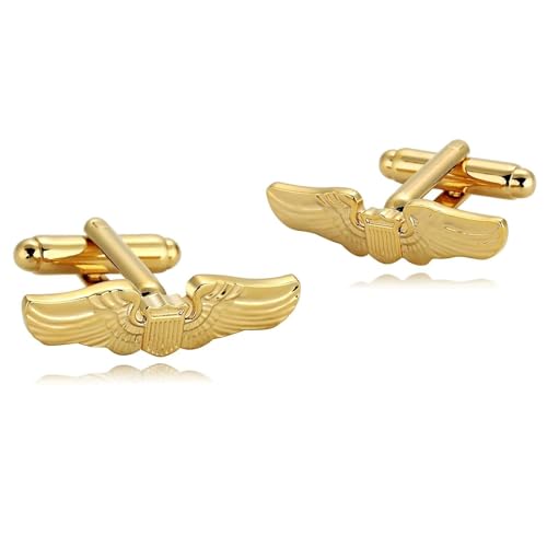 Cufflinks for Men Gold, Cufflinks Men Flügel Edelstahl Hemd Anzug Herren Schmuck für Geburtstag Hochzeit von Dsnyu