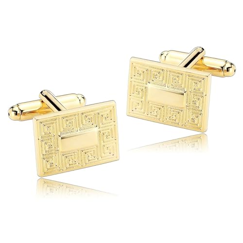 Cufflinks for Men Gold, Manschettenknöpfe Herren Quadrat Edelstahl Hemd Anzug Schmuck für Geburtstag Hochzeit von Dsnyu