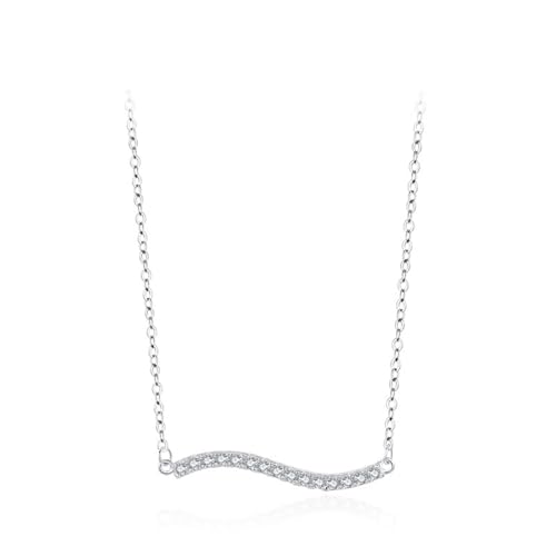 Damen Halskette 925 Silber, Anhänger Halskette Stapelbarer Wave-Anhänger Zirkonia Silber Schmuck von Dsnyu