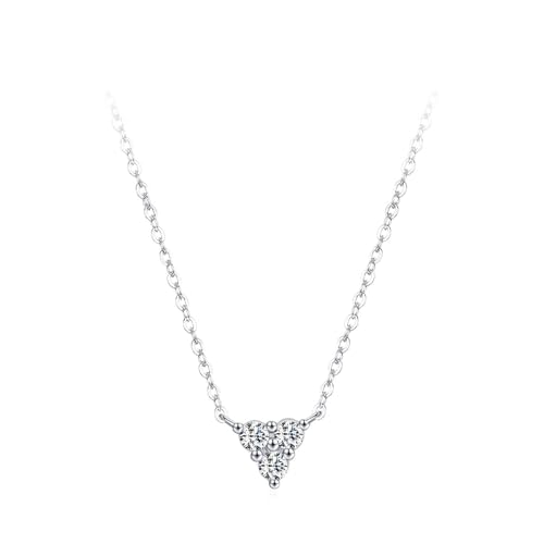 Damen Halskette 925 Silber, Halskette Anhänger Stapelbarer Dreieckiger Anhänger Zirkonia Silber Schmuck von Dsnyu