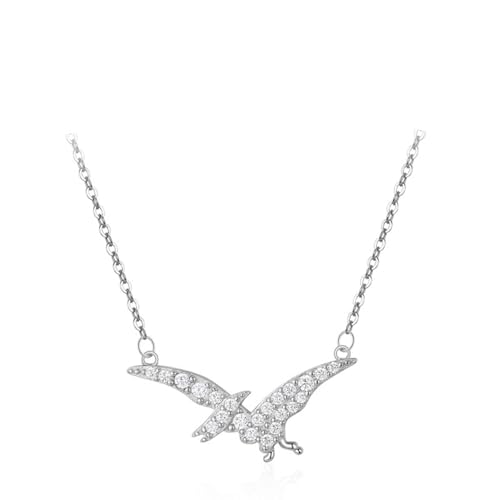 Damen Halskette 925 Silber, Pendant Necklace Pterosaurier-Anhänger Zirkonia Silber Schmuck von Dsnyu