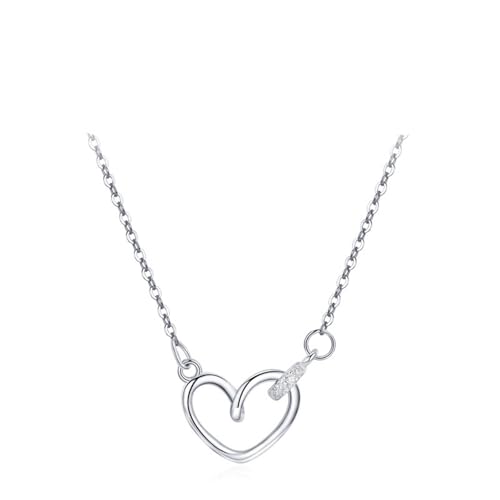 Damen Halskette Herz, Necklace Silver 925 Sterling Silber Zirkonia Schmuck Geschenk für Geburtstag von Dsnyu