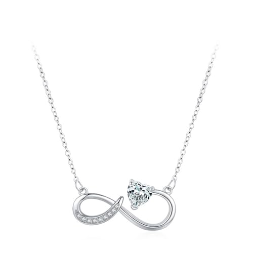 Damen Halskette Herz, Necklace Silver 925 Sterling Silber Zirkonia Schmuck von Dsnyu
