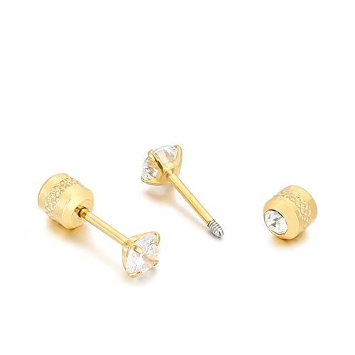 Damen Ohrringe Edelstahl, Zirconia Earrings mit Rundem Stein Ohrstecker Gold Schmuck Tragus Piercings von Dsnyu