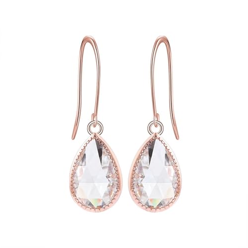 Damen Ohrringe Rosegold Hängend, Modeschmuck Ohrringe 9K Roségold Träne Moissanit Modeschmuck von Dsnyu