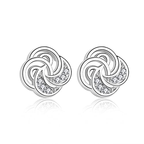 Damen Ohrstecker Blumen, Ohrringe Damen Silber Rotierende Blumen mit Zirkon Runde Form Geschenk für Frau Mutter 10mm Damen Ohrstecker Blumen, Ohrringe Damen Silber Rotierende Blumen mit Zirkon Runde Form Geschenk für Frau Mutter 10mm von Dsnyu