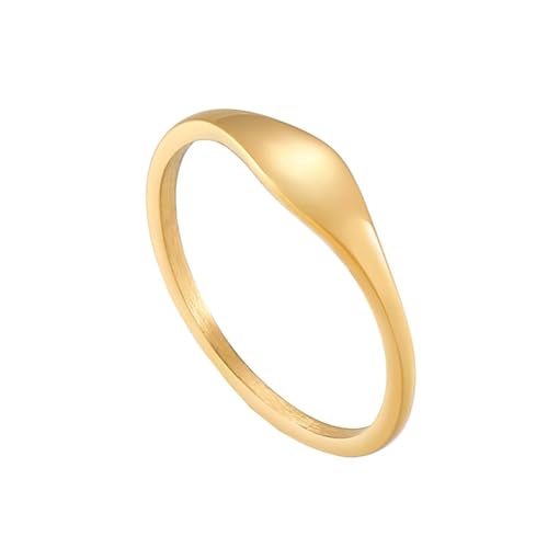 Damen Ring Edelstahl, Trauringe Gold 1 mm Einfacher Ring Größe 52 (16.6) Schmuck Jahrestag Geschenk von Dsnyu