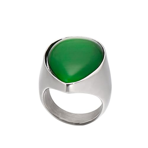 Damen Ring Edelstahl, Trauringe Modern Wassertropfen mit Opal Grün Größe 54 (17.2) Herren Schmuck Jahrestag Geschenk von Dsnyu