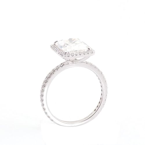Damen Ring Weissgold 585 Echtgold, Verlobungsring Vintage 14K Gold mit Rechteckigem 3,5 ct Moissanit für Ehefrau Mutter Größe 52 (16.6) von Dsnyu