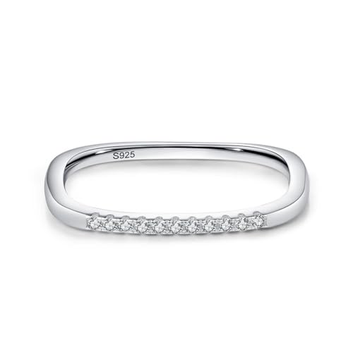 Damen Ring mit Stein, Promise Ring Silber 925 Sterling Silber Quadrat Schmuck Größe 57 (18.1) von Dsnyu