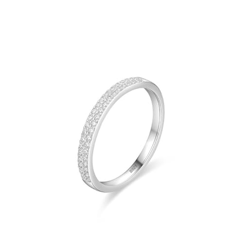Damen Ring mit Stein, Trauringe Silber 925 Sterling Silber Halbe Ewigkeit Schmuck Größe 57 (18.1) von Dsnyu