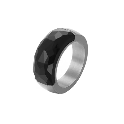 Damen Ringe, Engagement Ring Silver Edelstahl mit Rechteckigem Stein Schwarz Größe 60 (19.1) Schmuck Jahrestag Geschenk von Dsnyu