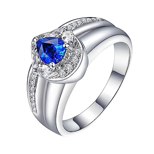 Damen Ringe 750 Weißgold, Damen Ringe Wassertropfen Labor Geschaffener Saphir 0.5ct Birnenform Blau Eheringe Größe 61 (19.4) von Dsnyu