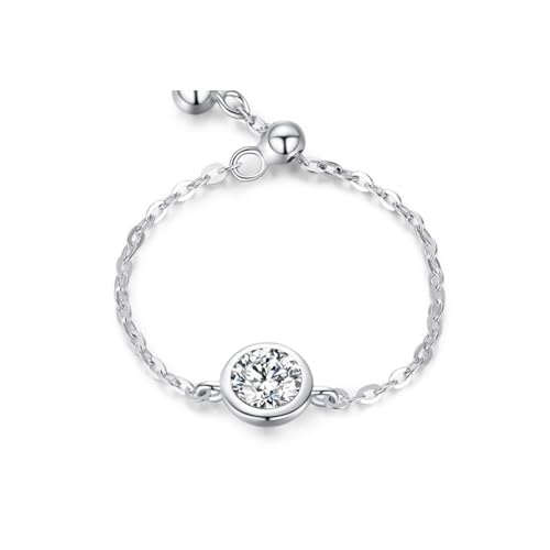 Damen Ringe 925 Silber, Eheringe Solitaire Adjustalbe Open Zirkonia Runde Form Silber Schmuck Größe Verstellbar von Dsnyu