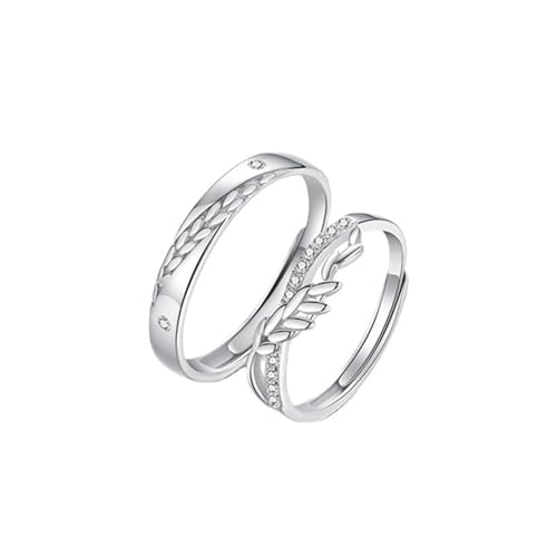 Damen Ringe 925 Silber, Eheringe Vintage Weizenähren Zirkonia Runde Form Silber Schmuck Größe Verstellbar von Dsnyu