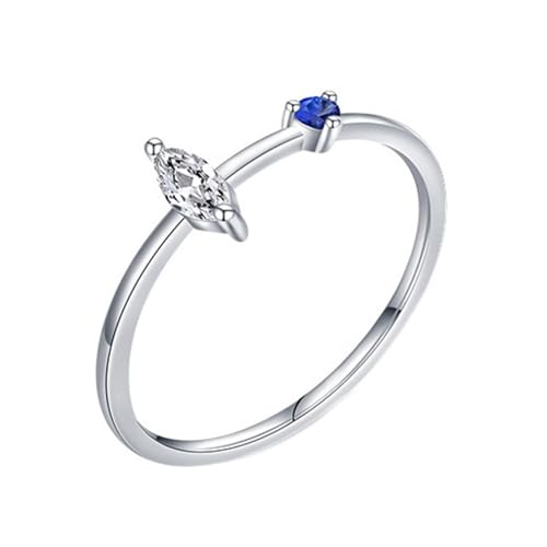 Damen Ringe Gold 375 Echtgold, Ehering 9K Weißgold Moissanit 2.5X4.5mm Marquise Form Zierlich Geschenk für Geburtstag Größe 58 (18.5) von Dsnyu