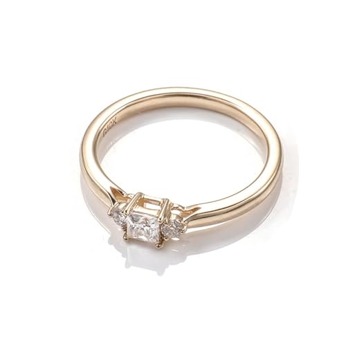 Damen Ringe Gold 750 Echtgold, Promise Ring Woman 18 Karat Gelbgold Quadrat Moissanit Geburtstagsgeschenk Größe 57 (18.1) von Dsnyu