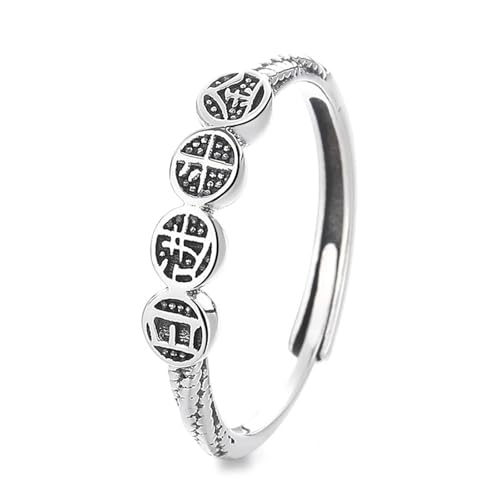 Damen Ringe Silber, Engagement Ring 925 Sterling Silber Geometrisch Vintage Einstellbar Schmuck von Dsnyu