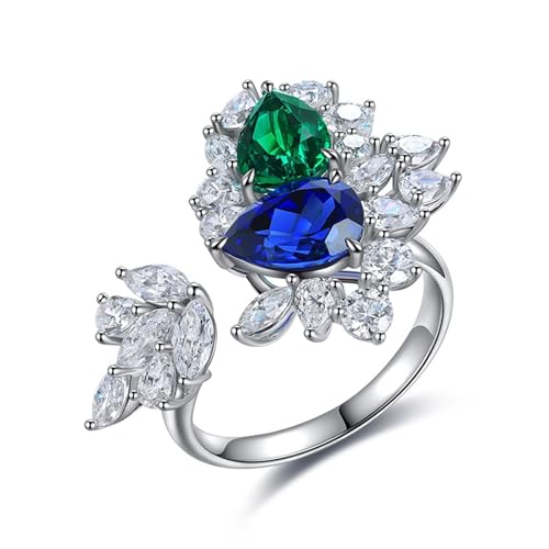Damen Ringe Silber, Hochzeitsringe Sterlingsilber Gehen Sie mit Synthetischem Saphir und Smaragd für Ehefrau Mutter Größe Verstellbar Damen Ringe Silber, Hochzeitsringe Sterlingsilber Gehen Sie mit Synthetischem Saphir und Smaragd für Ehefrau Mutter Größe Verstellbar von Dsnyu
