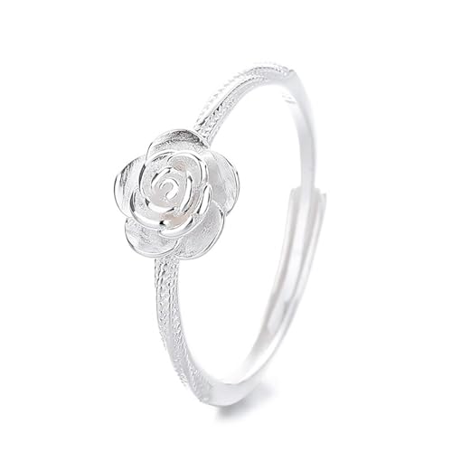 Damen Ringe Silber 925, Verlobungsring Vintage Blume Verstellbar Silber Schmuck Geburtstagsgeschenk von Dsnyu