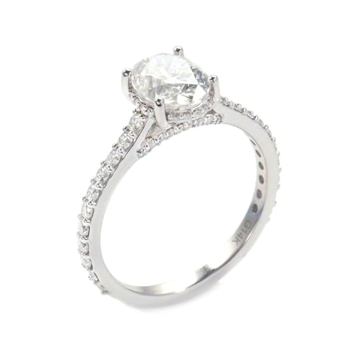 Damen Ringe Weissgold, Ehering Moissanit 1.5ct Oval Trauringe 14 Karat Weißgold Größe 56 (17.8) von Dsnyu
