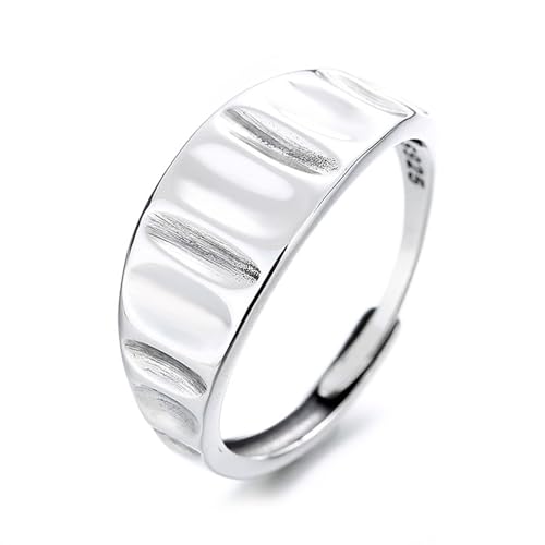 Dsnyu 925 Silber Ringe, Eheringe Frau Geometrisch Breit Schlicht Einstellbar Silber Schmuck Geburtstagsgeschenk von Dsnyu