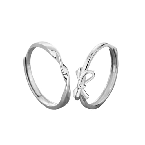 Dsnyu 925 Silber Ringe Herren, Verlobungsringe Möbiusband Silber Paar Partner Schmuck für Ihn Größe Verstellbar von Dsnyu