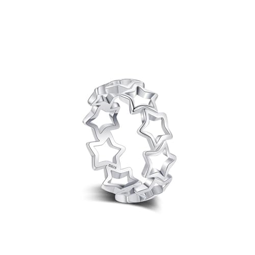Dsnyu 925 Silberring Frauen, Eheringe Vintage Hohler Stern Silber Schmuck Geschenk für Geburtstag Größe 60 (19.1) von Dsnyu