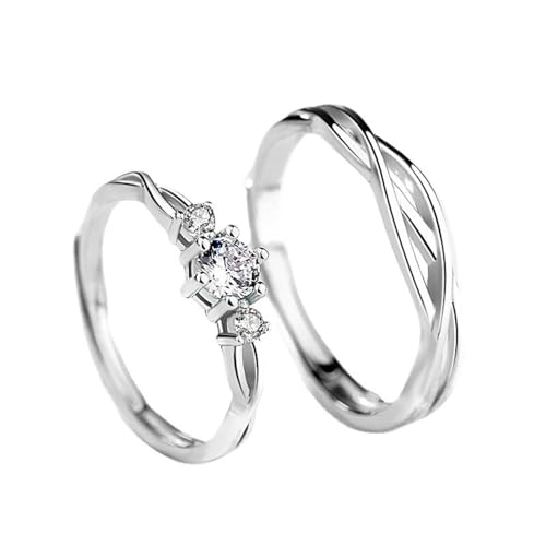 Dsnyu 925 Silberring Frauen, Hochzeitsringe Möbiusband Zirkonia Runde Form Silber Schmuck Größe Verstellbar von Dsnyu