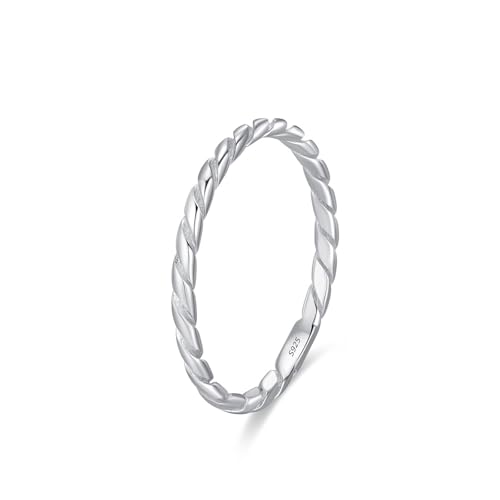Dsnyu 925 Silberring Frauen, Verlobungsring Vintage Gebogener, Schlichter Schmuck Silber Größe 52 (16.6) von Dsnyu
