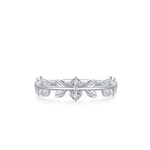 Dsnyu 925 Silberring Frauen, Verlobungsringe Blatt Zirkonia Runde Form Silber Schmuck Größe 60 (19.1) von Dsnyu