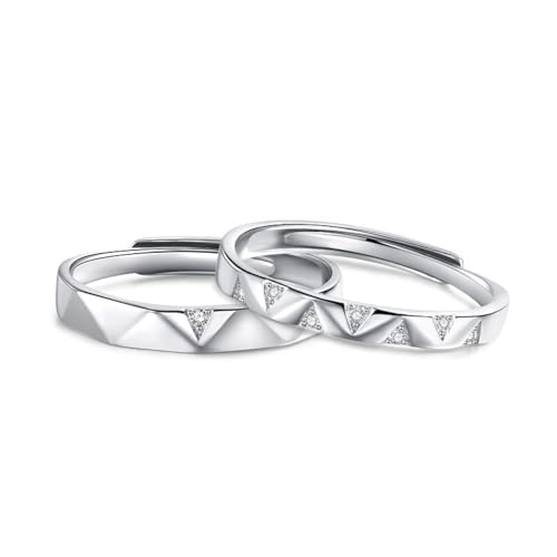 Dsnyu 925 Silberring Frauen, Verlobungsringe Geometrisches Dreieck Zirkonia Runde Form Silber Schmuck Größe Verstellbar von Dsnyu