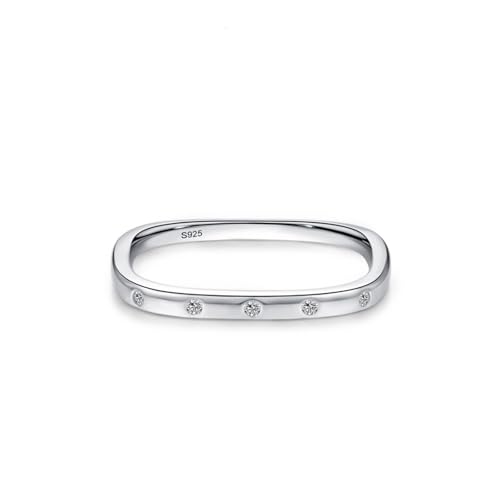 Dsnyu 925 Silberring Frauen, Wedding Ring Quadratisches Band Zirkonia Runde Form Silber Schmuck Größe 60 (19.1) von Dsnyu