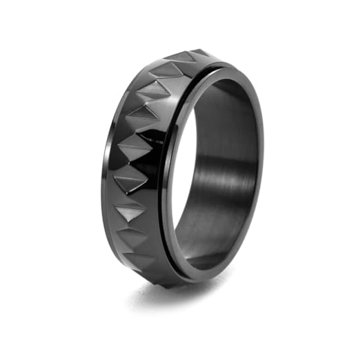 Dsnyu Anxiety Ring Fidget, Verlobungsring Herren Schwarz Dreiecksform Drehbar Schmuck 8mm Breit Titan Größe 62 (19.7) Cool Jahrestag Geschenk von Dsnyu