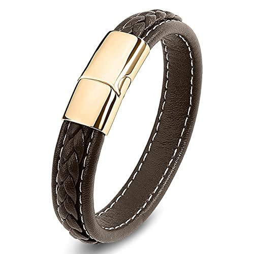 Dsnyu Armbänder Herren, Gold Braun Armreif Paare mit Magnet Verschluss, 16.5CM Einfach Punk Armband Klassik Schmuck von Dsnyu