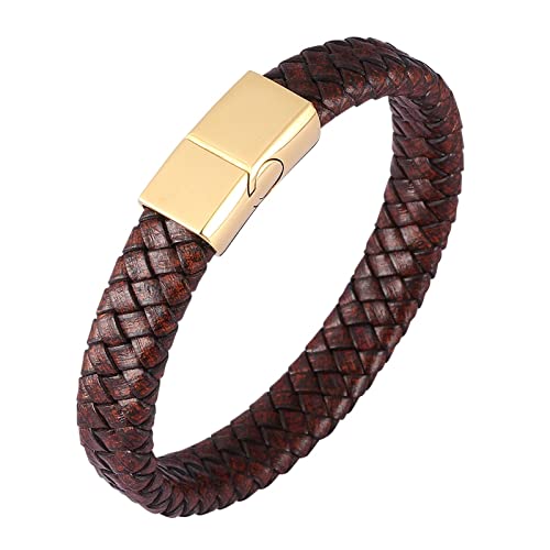 Dsnyu Armband Leder Paare, Gold Armbänder Paare, 16.5CM Einfacher Stil Geflochten Retro Punk Armband für Hochzeit von Dsnyu