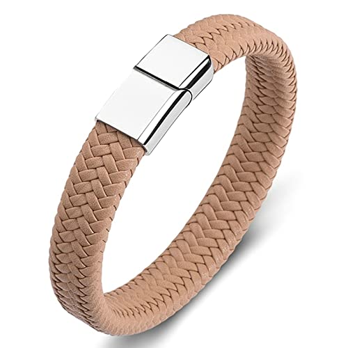Dsnyu Armband Paare, Aprikose Leder Armbänder Jungen mit Magnet Verschluss, 20CM Einfacher Stil Armband Gothic für Geliebten Dsnyu Armband Paare, Aprikose Leder Armbänder Jungen mit Magnet Verschluss, 20CM Einfacher Stil Armband Gothic für Geliebten von Dsnyu