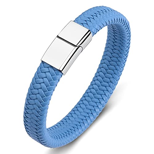 Dsnyu Armreif Männer, Hellblau Armbänder Cool mit Magnet Verschluss, 18.5CM Einfacher Stil Hip Hop Armband für Geliebten von Dsnyu