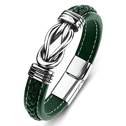 Dsnyu Armreif für Herren, Silber Grün Herren Armbänder mit Magnet Verschluss, 16.5CM Überlappend Armband Charm für Verlobung von Dsnyu