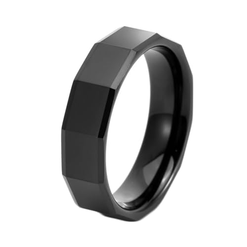 Dsnyu Black Ring Men, Promise Ring Herren Geometrisch Schmuck 6mm Breit Wolfram Stahl Größe 57 (18.1) Cool Jahrestag Geschenk von Dsnyu