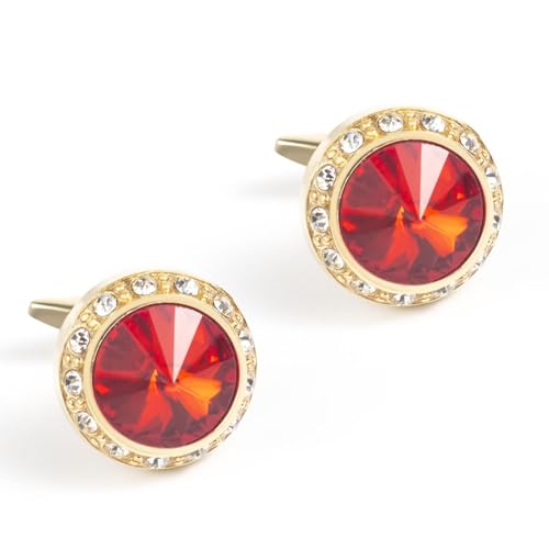Dsnyu Cufflinks Gold, Manschettenknöpfe Edelstein Runde Form Zirkonia Hemd Anzug Herren Schmuck mit Geschenkbox von Dsnyu