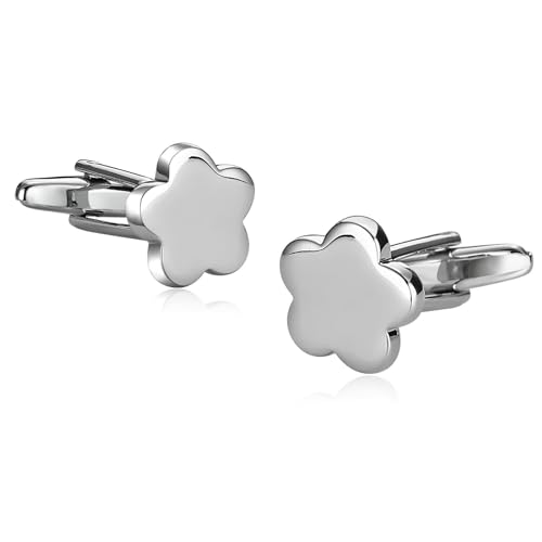 Dsnyu Cufflinks Silver, Manschettenknöpfe Herren Klassisch Pflaumenblüte Edelstahl Hemd Anzug Schmuck für Geburtstag Hochzeit von Dsnyu