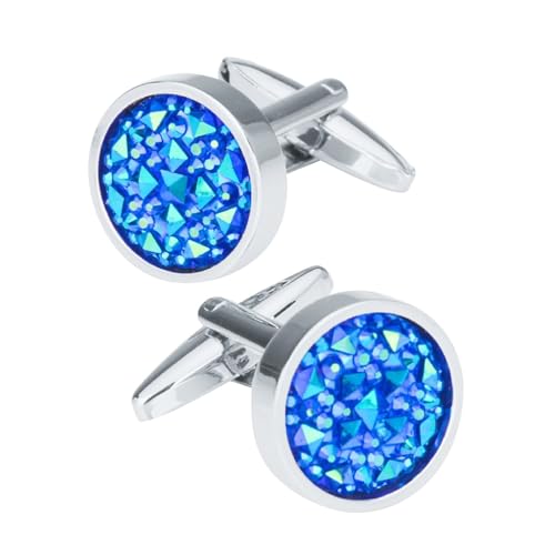 Dsnyu Cufflinks for Men Blue, Manschettenknöpfe Retro mit Stein Eingelegt Zirkonia Runde Form Hemd Anzug Herren Schmuck mit Geschenkbox Dsnyu Cufflinks for Men Blue, Manschettenknöpfe Retro mit Stein Eingelegt Zirkonia Runde Form Hemd Anzug Herren Schmuck mit Geschenkbox von Dsnyu