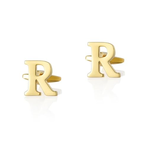 Dsnyu Cufflinks for Men Gold, Manschettenknöpfe Vintage Buchstabe R Hemd Anzug Herren Schmuck für Geburtstag Hochzeit von Dsnyu