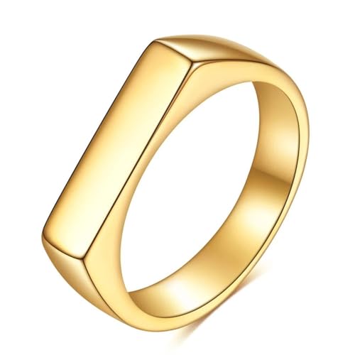 Dsnyu Damenring Gold Edelstahl, Verlobungsring Herren Polierte Rechteckform Trauringe Schmuck Größe 65 (20.7) von Dsnyu