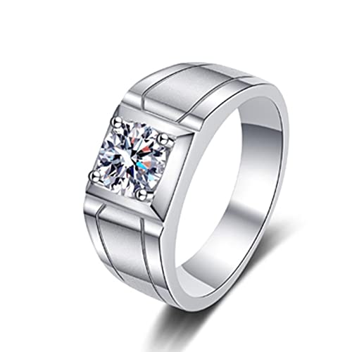 Dsnyu Damenring Silber 925 Breit mit Stein, Engagement Ring Women Geometrisch Runde Form Weiß Größe 66 (21.0) Komfort Fit von Dsnyu