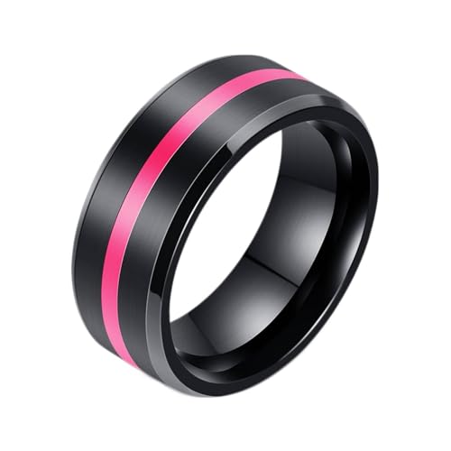 Dsnyu Edelstahl Ringe Herren Schwarz, Damenring Breit mit Epoxy Line Gebürstet Trauringe Schmuck Größe 57 (18.1) von Dsnyu