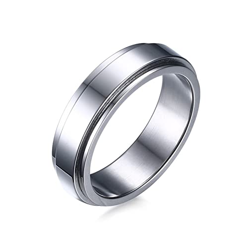 Dsnyu Edelstahl Spinner Ringe für Angst 6MM Hochglanzpolierter Edelstahl Versprechensringe für Frauen Männer Fidget Ring Silber 52 (16.6) von Dsnyu